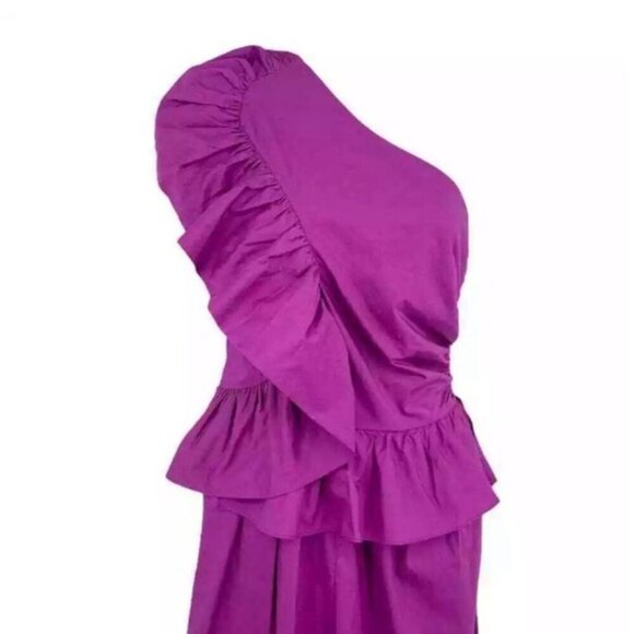 NEW ULLA JOHNSON Solana One Shoulder Wide leg Jumpsuit Color Orchid Size 4 - Picture 4 of 15